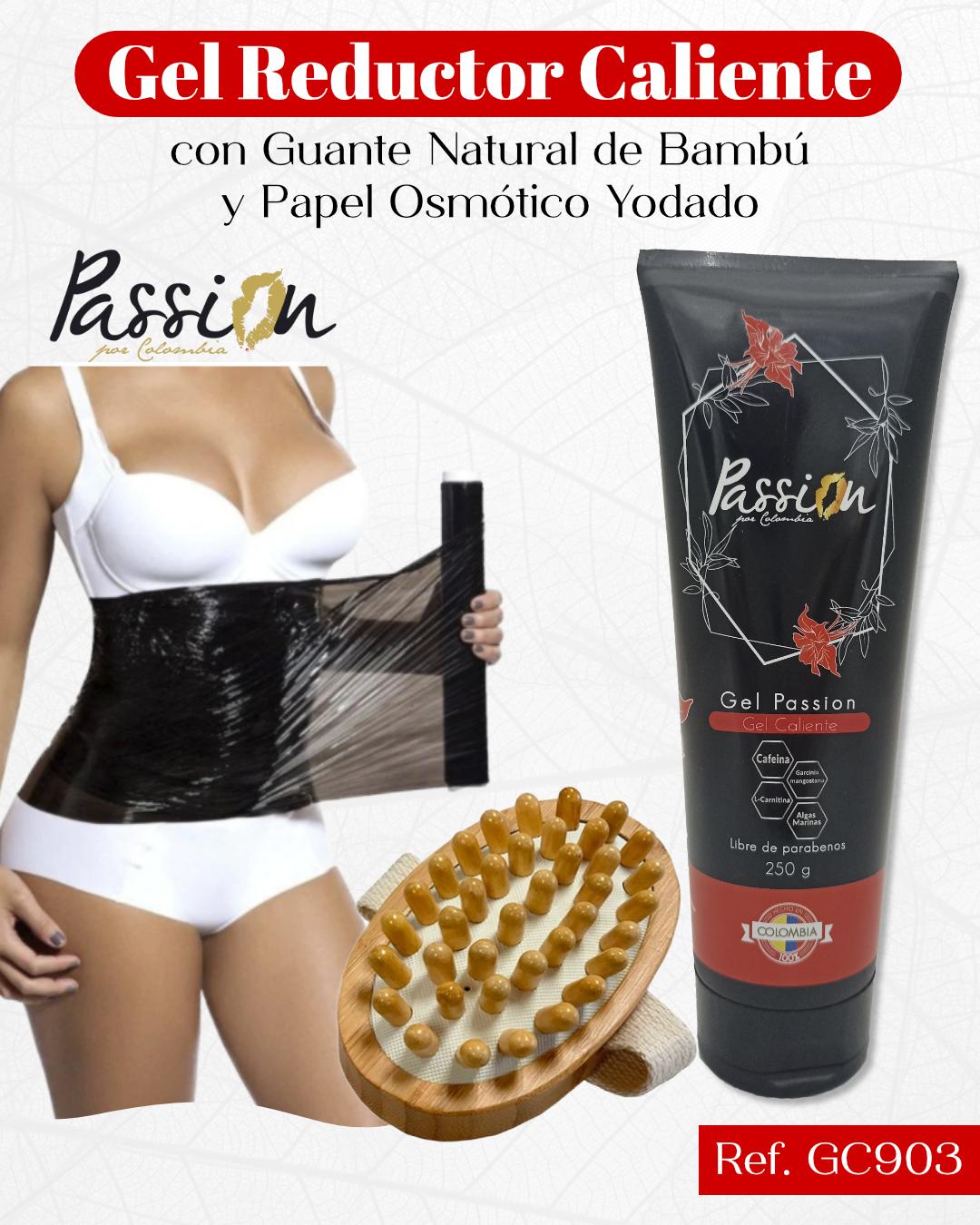 Kit GEL caliente colombiano con GUANTE de bambu y ROLLO osmotico yodado